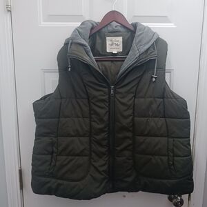 Mossimo Olive Green Puffer Vest with Hood